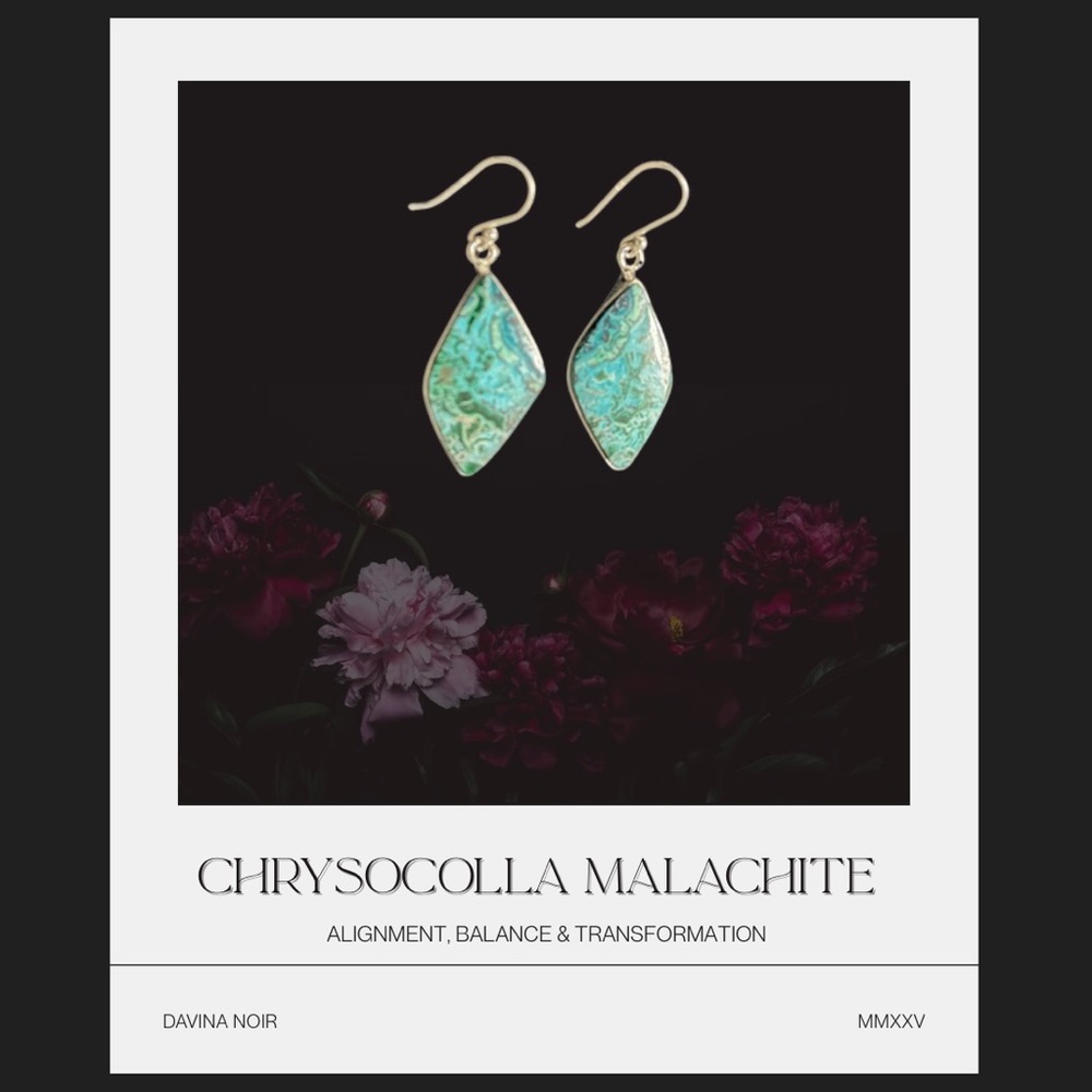 Chrysocolla Malachite 925 Sterling Silver Earrings